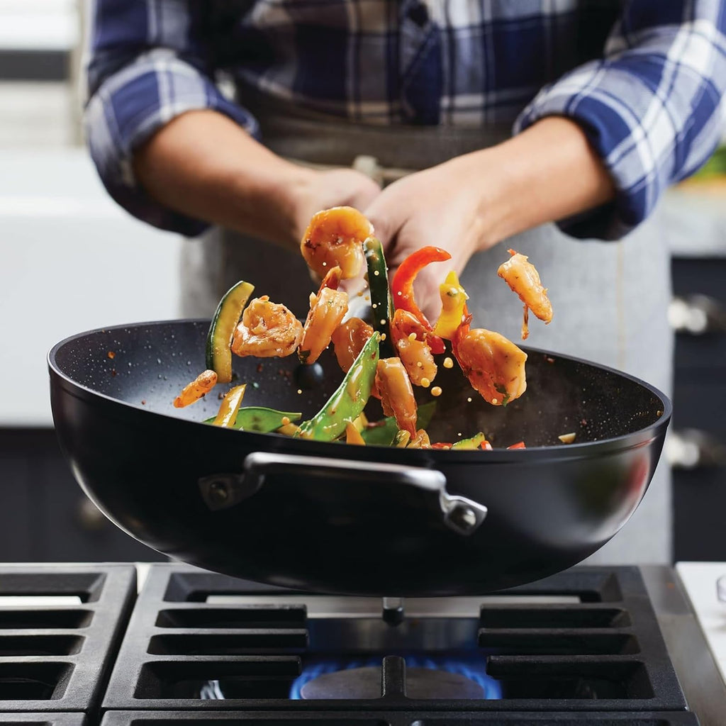 KitchenAid Hard-Anodized Induction Nonstick Stir Fry Pan/Wok with Helper Handle, 12.25-Inch, Matte Black