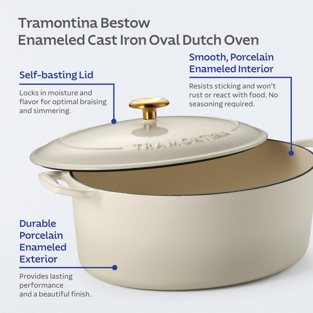 Tramontina Bestow Enameled Cast Iron 7-Qt Oval Dutch Oven Pot with Lid
