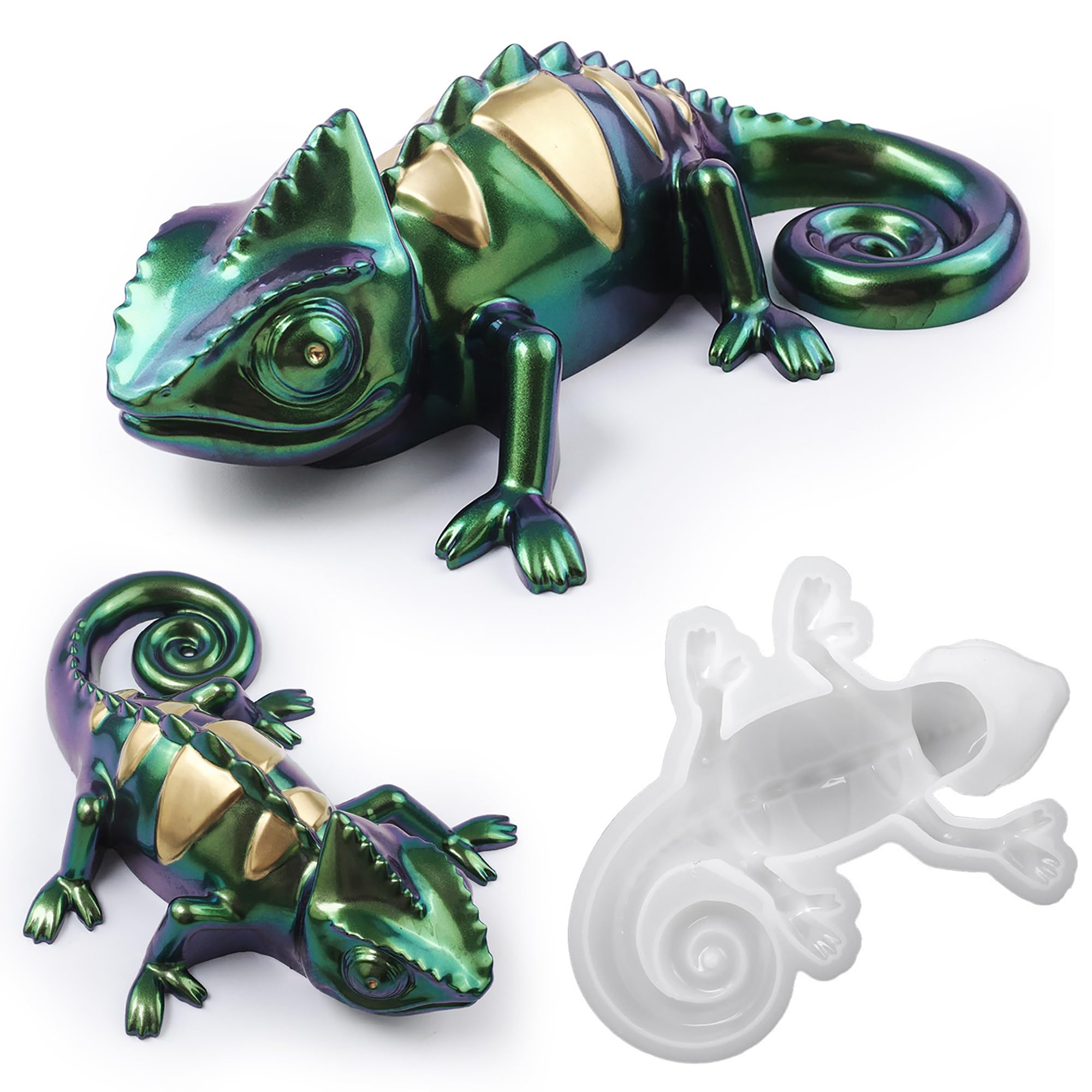 Lizard Animal Cylinder Candle & Resin Mold - Resin Casting Silicone Molds for Home Decor & Candle Making Wave Spiral Mold