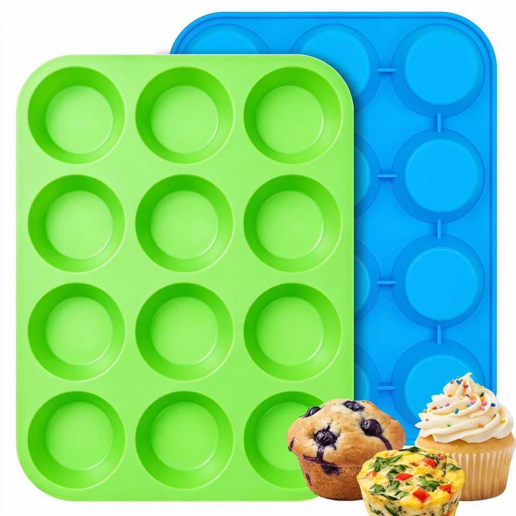 GOKCEN's Silicone Egg Bite Molds 12 Cups Silicone Muffin Pans for Baking