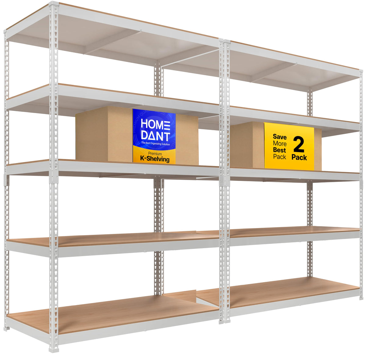 HOMEDANT White 28" W 5 Tier Storage Shelves Garage Shelving Unit Metal