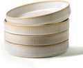famiware Star 8.25" Pasta Bowls, Large Dinner Bowls Set of 4, Salad Bowl Plates, Shallow Bowls for Eating, Cappuccino White