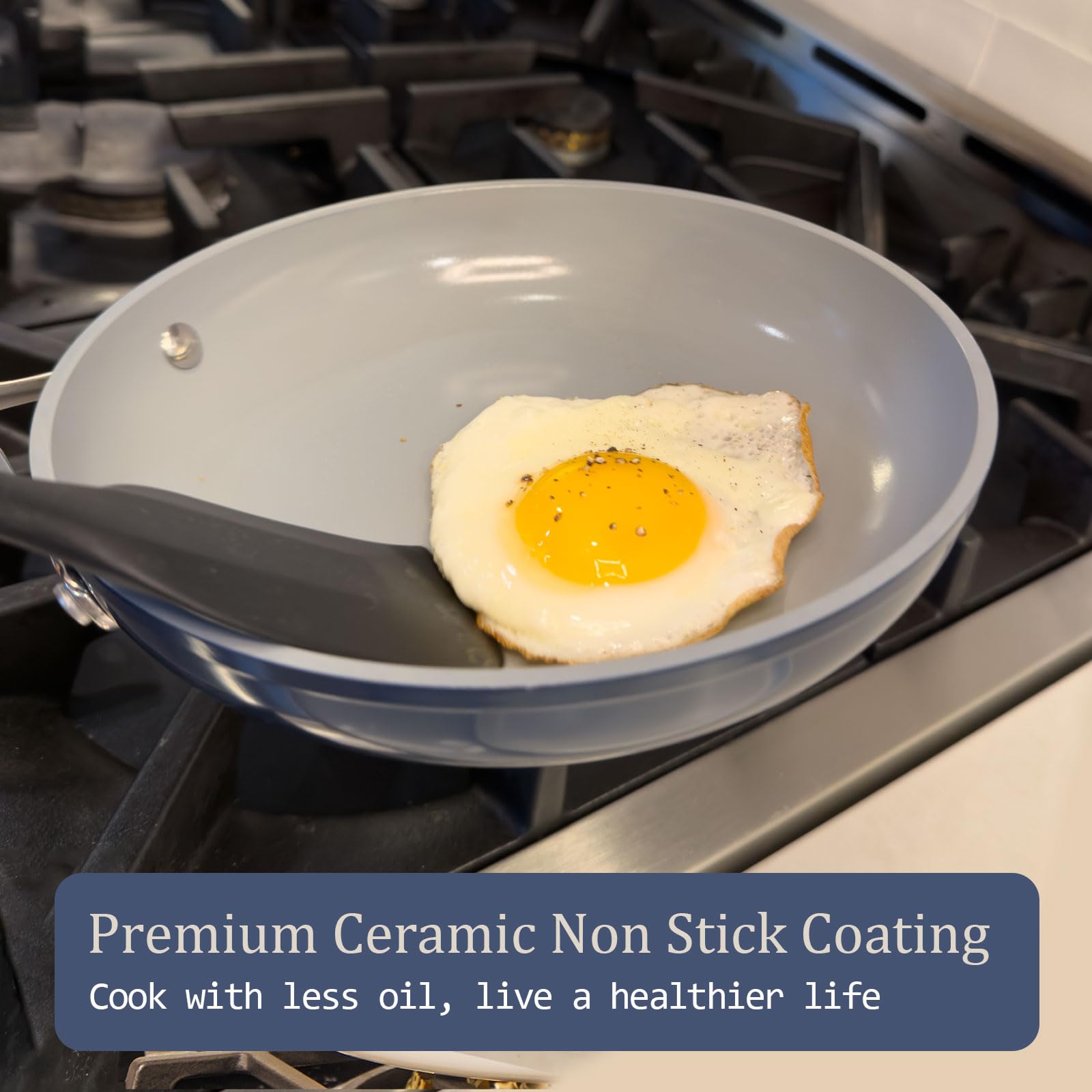 CookinCraze Premium Ceramic Frying Pan, 10 Inch Nonstick Skillet