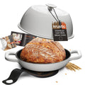 Krustic Enameled Cast Iron Dutch Oven for Sourdough Bread Baking | 6 Quart Round Pot with Lid | 10 Inch Ceramic Enamel Thick Coated Cookware Set with Non Stick Silicone Baking Mat for Cooking | 6 Qt | White