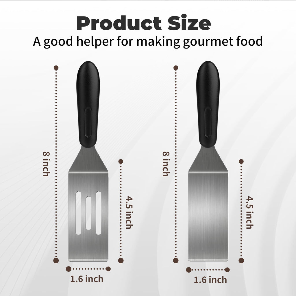 Stainless Steel Mini Spatula (2PC),Small Turners for Cake Brownies Pancakes