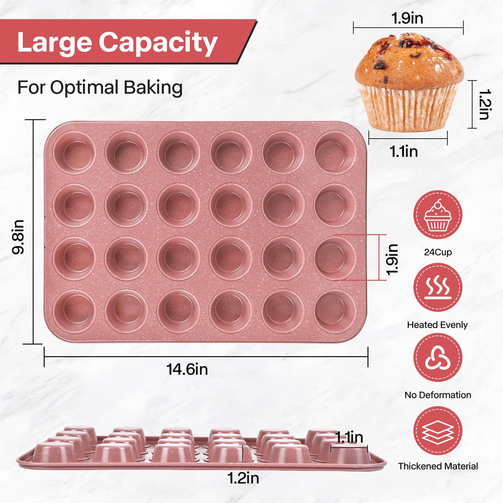 Spmarkt 2-Pack Healthy Baking Cupcake Pan| Non Stick 12-Cup Muffin Pan | Durable & Easy Clean Muffin Tin | Perfect for Cupcakes, Muffins (Beige)