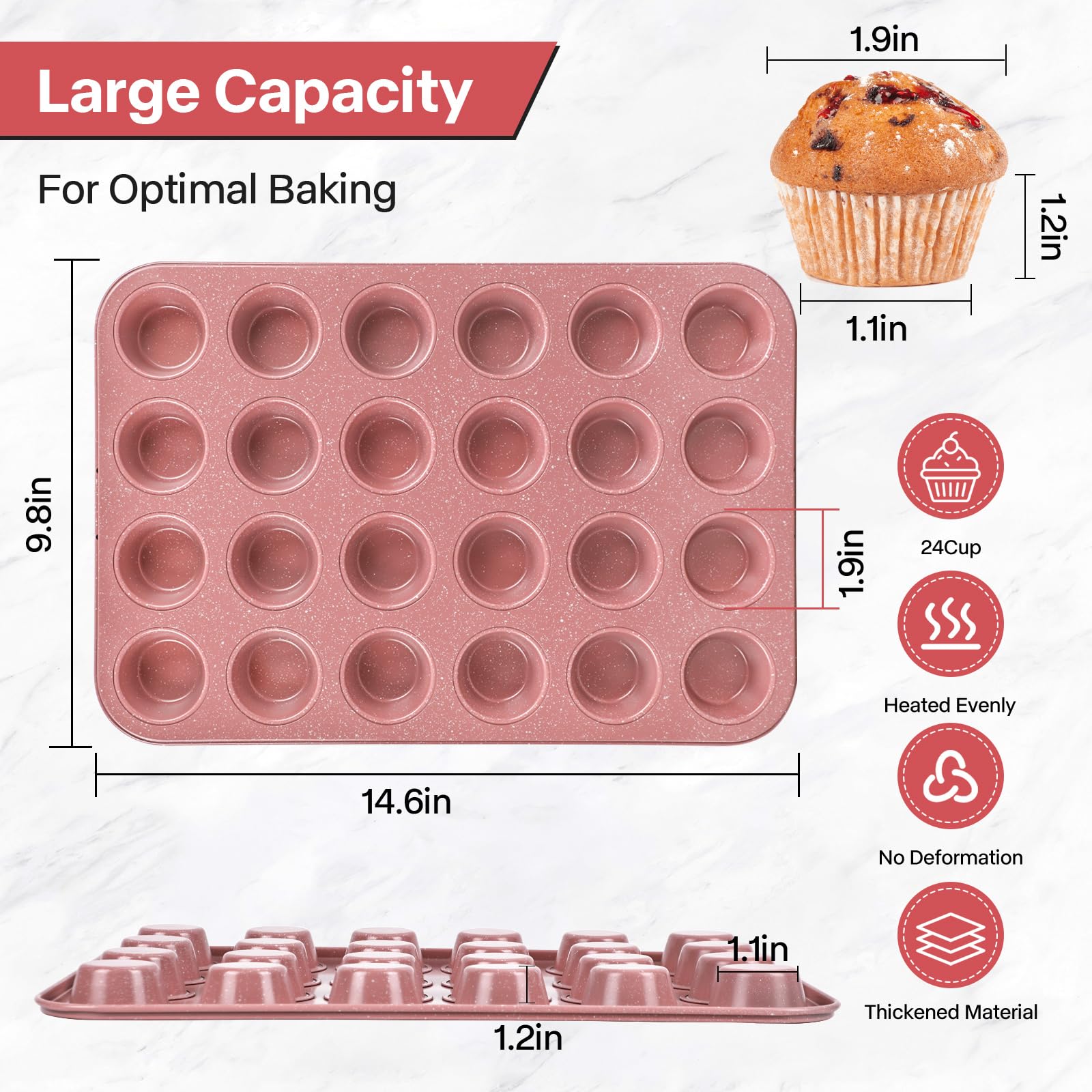 Spmarkt 2-Pack Healthy Baking Cupcake Pan| Non Stick 12-Cup Muffin Pan | Durable & Easy Clean Muffin Tin | Perfect for Cupcakes, Muffins (Beige)