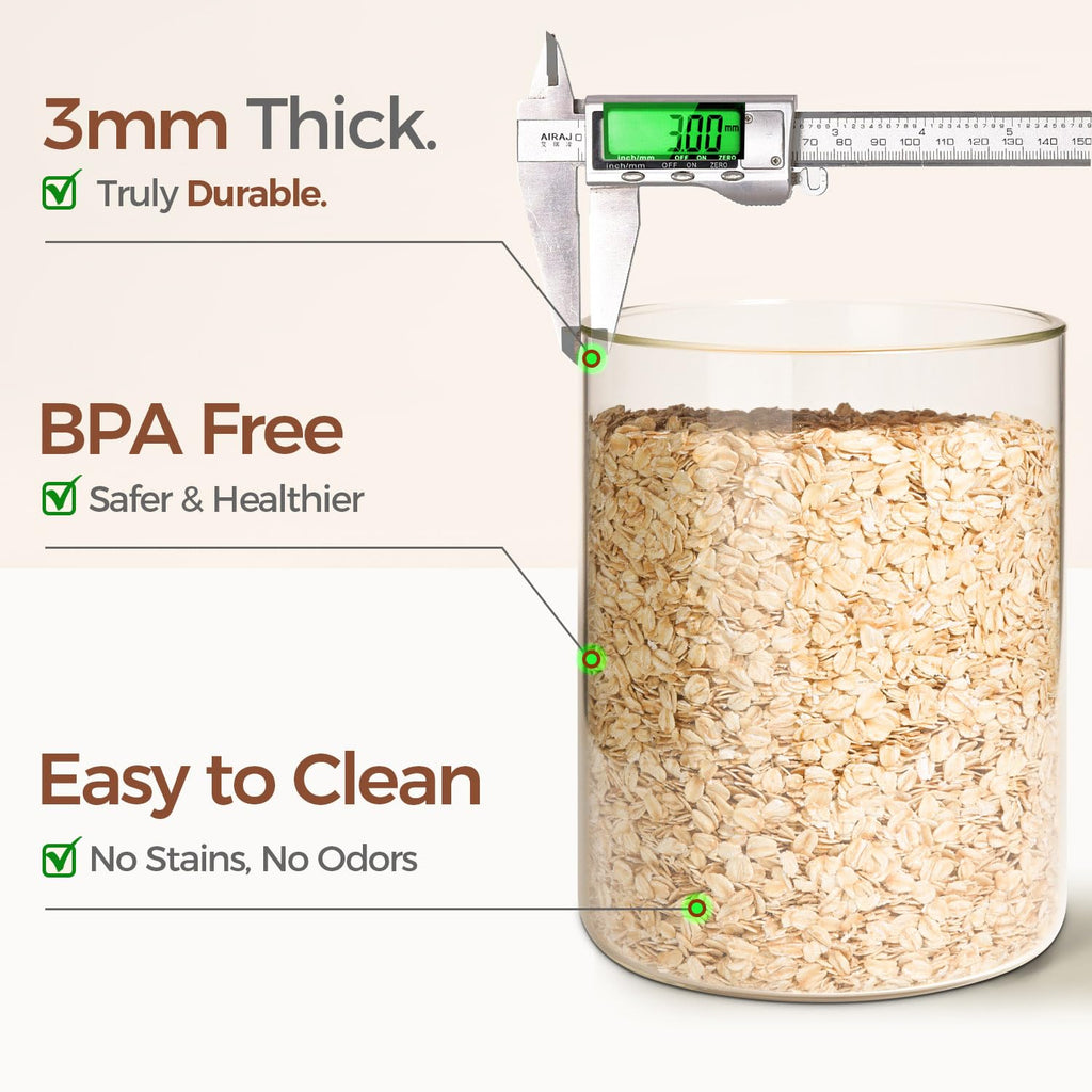 ComSaf Glass Storage Jars with Bamboo Lids 1.8 Qt 2 Pack Large Round