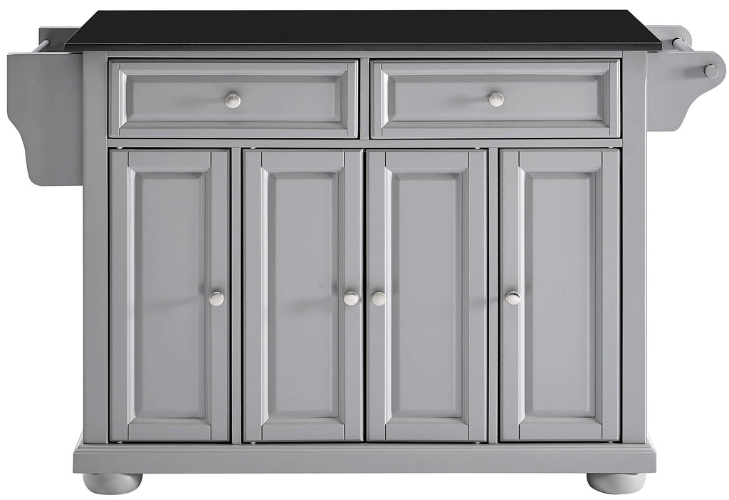 Crosley Furniture Alexandria Granite Top Rolling Kitchen Island Storage Cart, Microwave Stand, Spice Rack, Gray