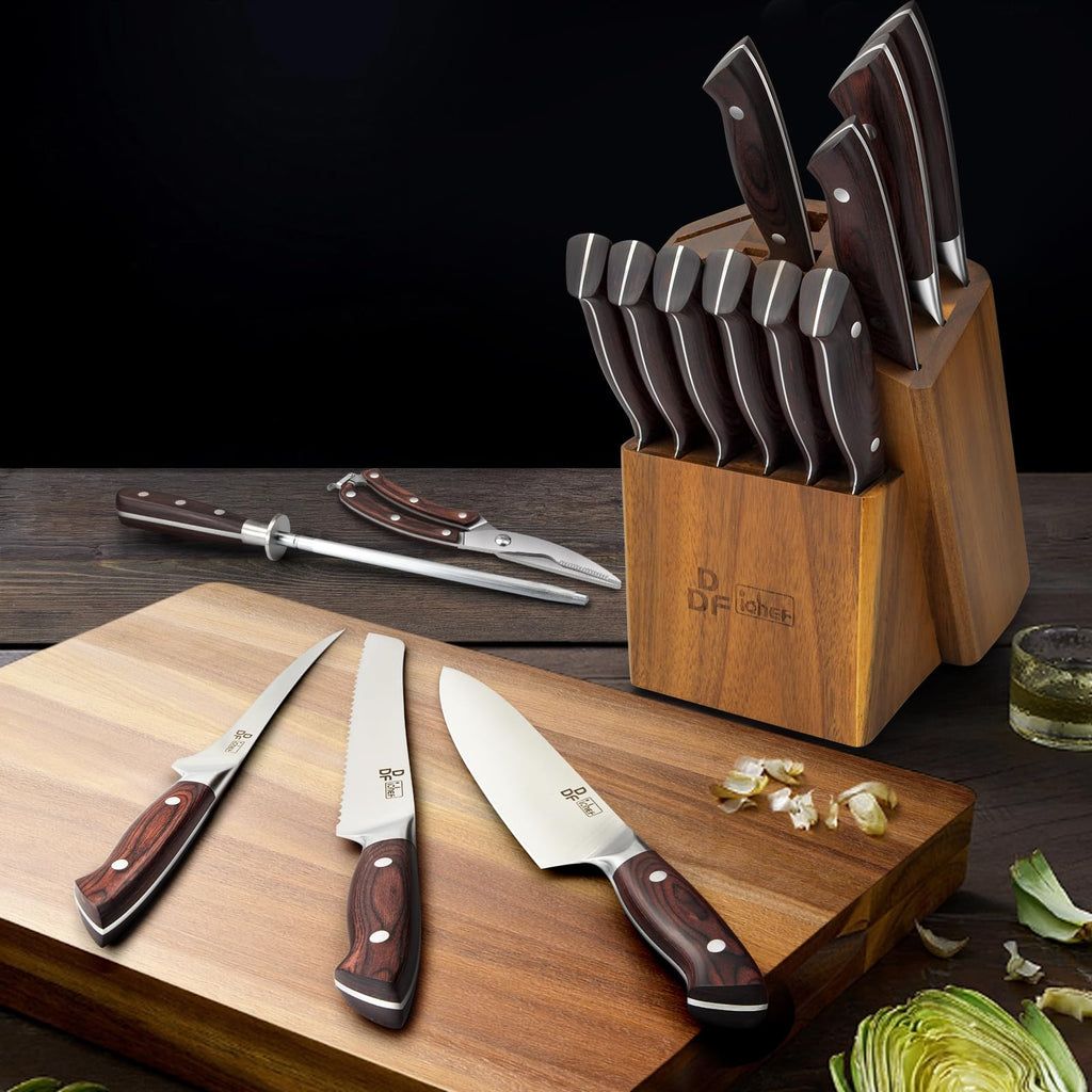 16-Piece Kitchen Knife Set, High-Carbon Stainless Steel, Pakkawood Handles