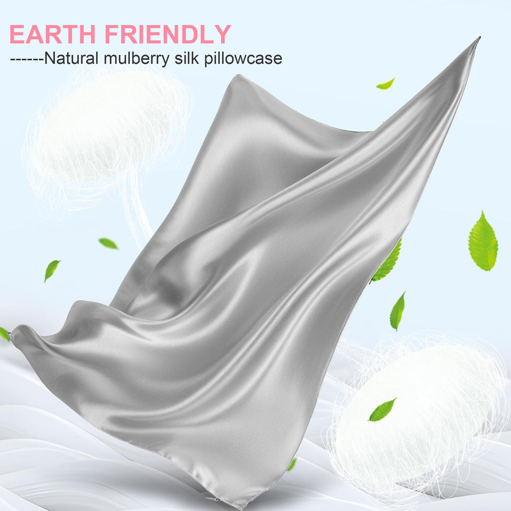 LYSHIN Silk Body Pillow Case with Zipper, Body Pillow Pillowcase, Silver