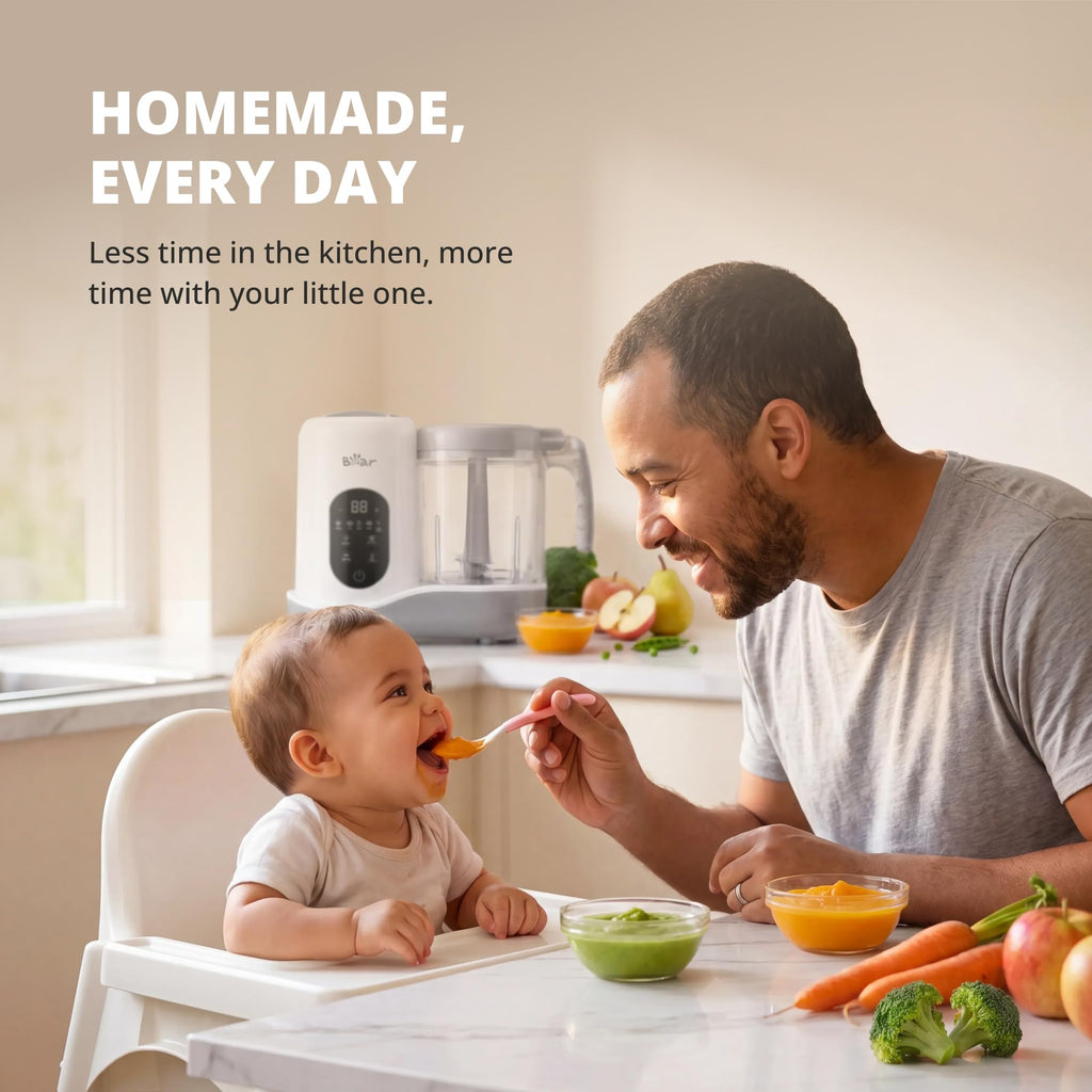 BEAR 2024 Baby Food Maker, One-Step & Easy to Use, Smart Touchscreen, White