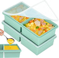 2 cup Silicone Freezer Trays with Lids, Silicone Soup Freezer Molds, Easily prepare portioned meals, Great for storing soups, lasagna, leftovers, sauces and other dishes, Dishwasher, Oven Safe