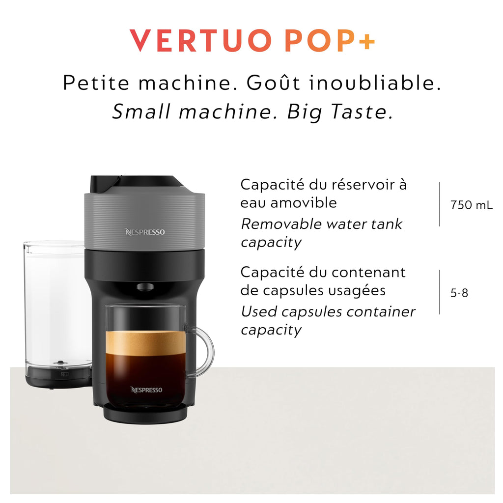 Nespresso Vertuo Pop+ Coffee and Espresso Maker by Breville, Dark Grey
