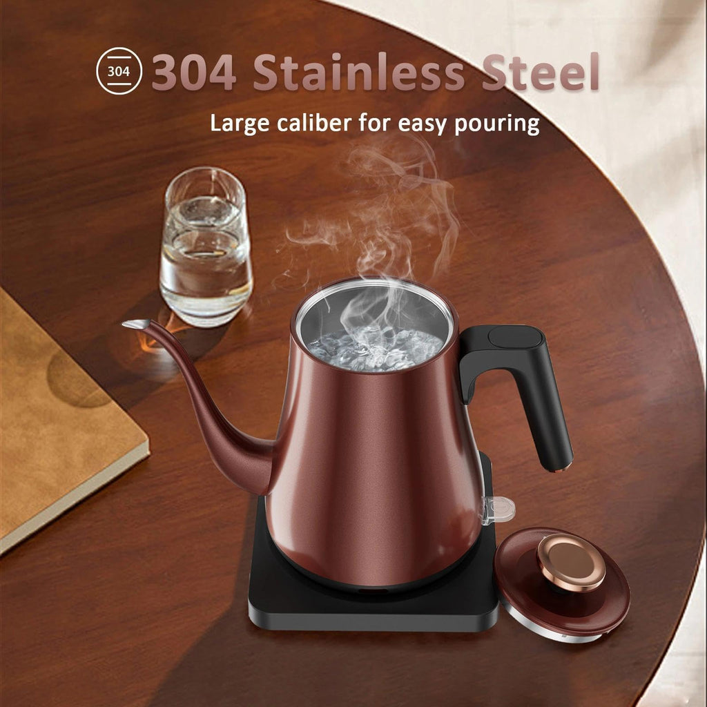 Tuehakny Gooseneck Electric Kettle 1.0L, 1000W, Pour Over, Vintage Copper