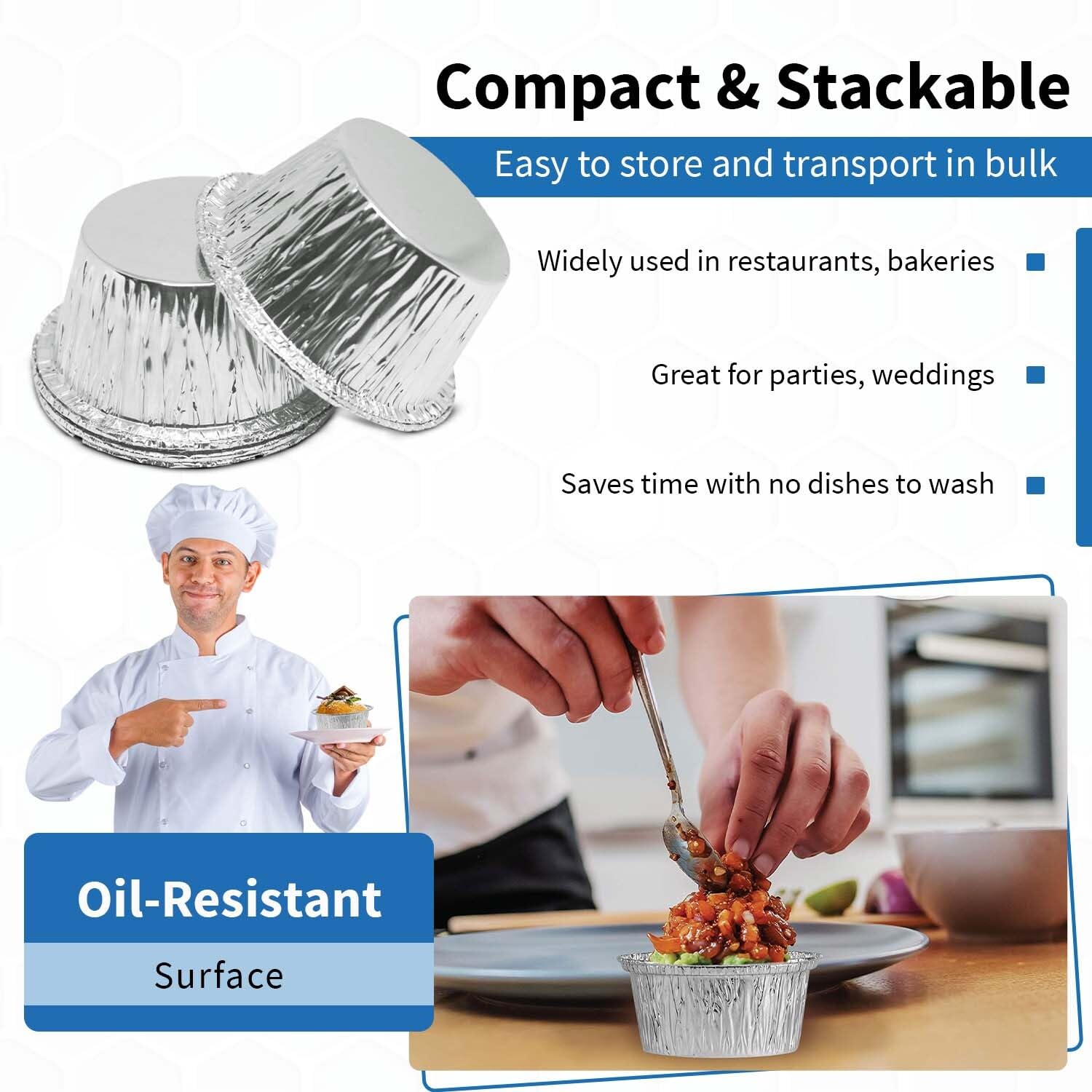Angel's Peel Lounge Disposable Ramekins - Durable cup cake pans for baking - Aluminum Foil Ramekin for Tart, Appetizer-Utility, Muffin, Souffle, or Creme Brulee – 4 oz – pack of 50