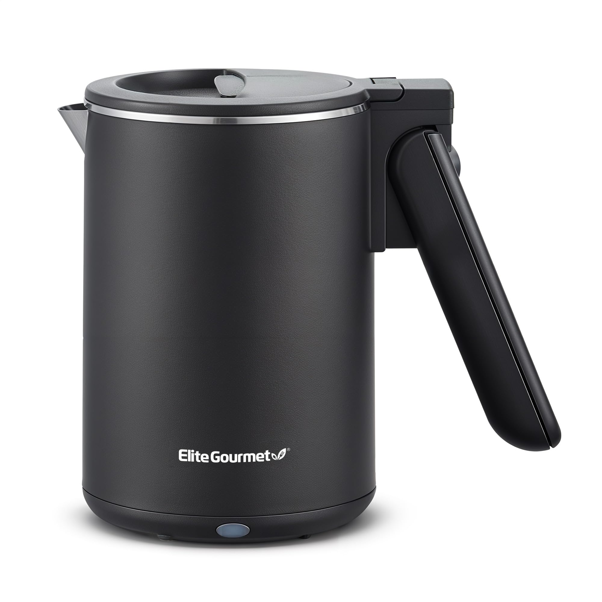 Elite Gourmet Dual-Voltage Travel Kettle, 0.6L Stainless Steel, Black