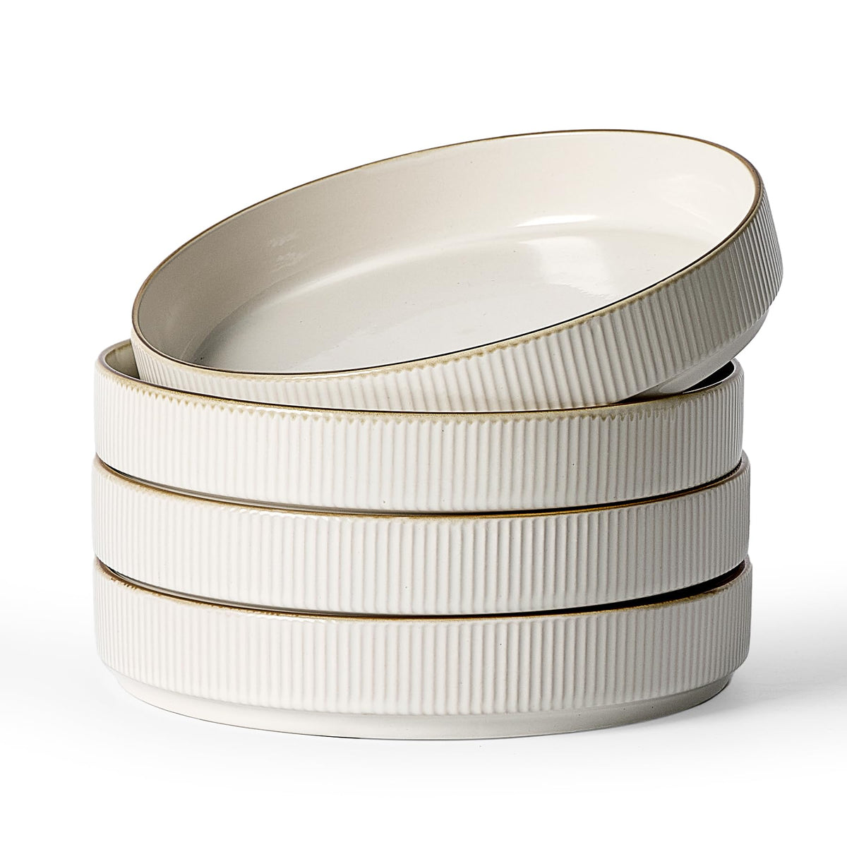 famiware Star 8.25" Pasta Bowls Set of 6, Bowl Plates, Matte Dark Charcoal
