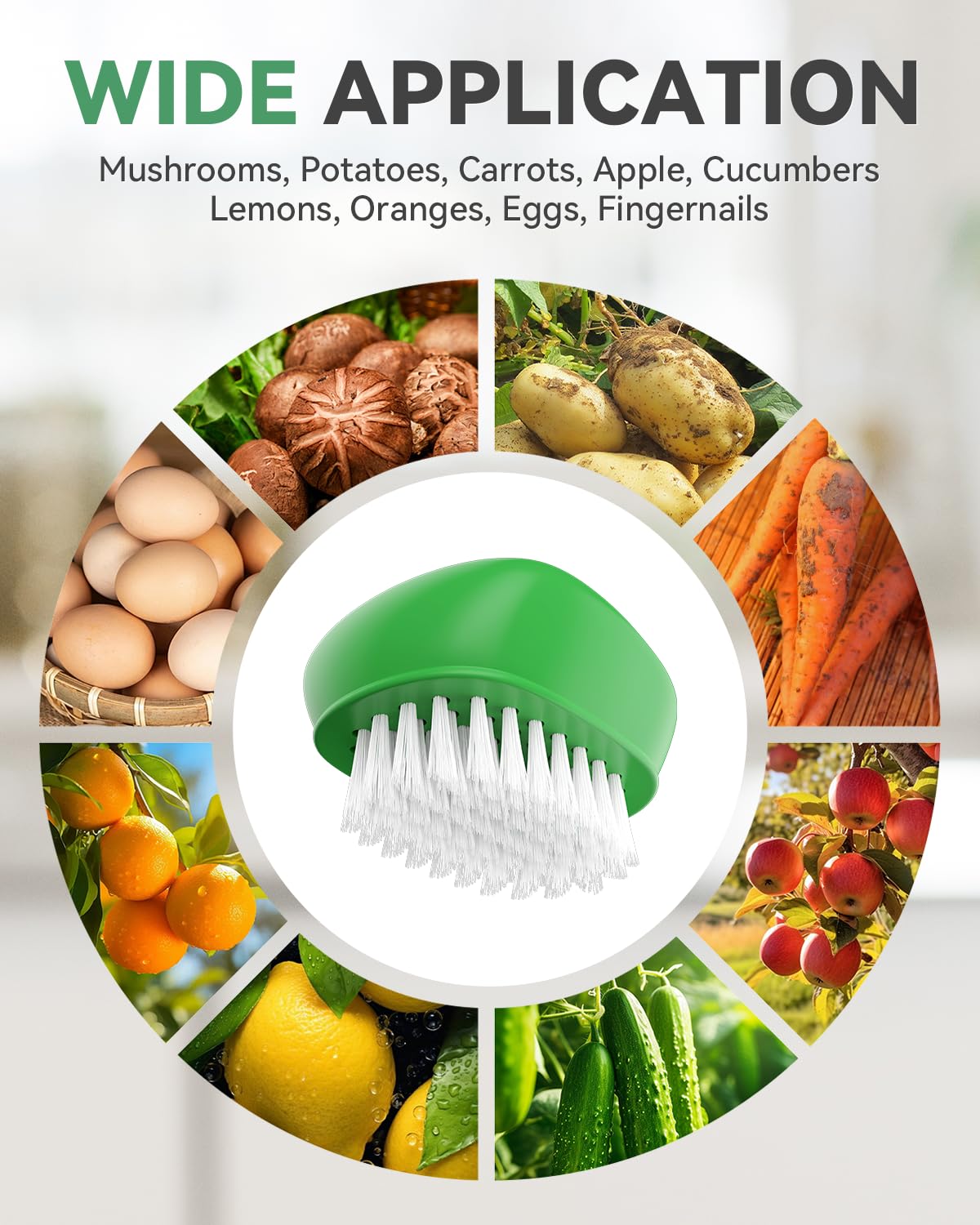 SXhyf Vegetable Brush Scrubber for Food, Black Stiff & White Soft Bristles