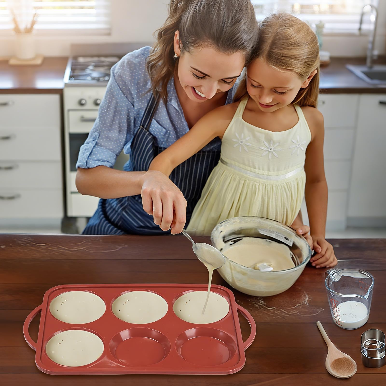 JOERSH Jumbo Silicone Muffin Top Pan with Metal Frame, 2 Pack, 4 Inch