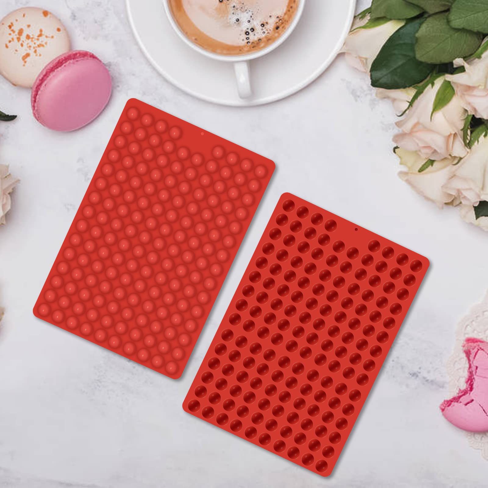 2 PCS Mini Silicone Molds, Dog Treat Molds,296 Cavity Mini Round Non-Stick Silicone Molds for Baking Biscuits, Cookie, Candy, Chocolate, Jelly Pet Dog Treats Mold (Mini Round)