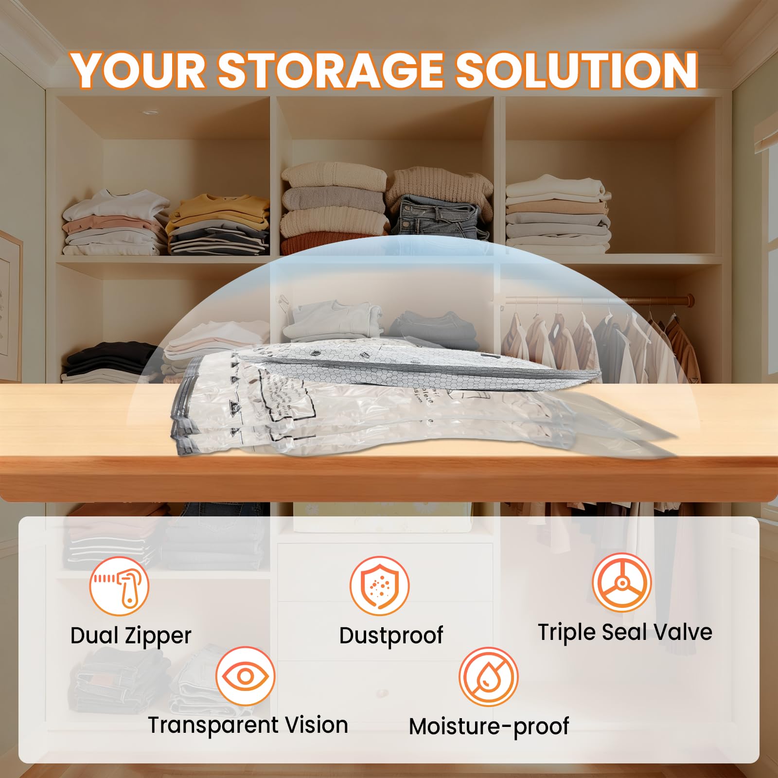 Vacuum Bags for Travel with Rechargeable Electric Pump, 12 PCS (4S,4M,4L) Storage Bags Vacuum Sealed, Space Saver Bags Carry-on Size Compression Packing Bags for Luggage and Suitcase