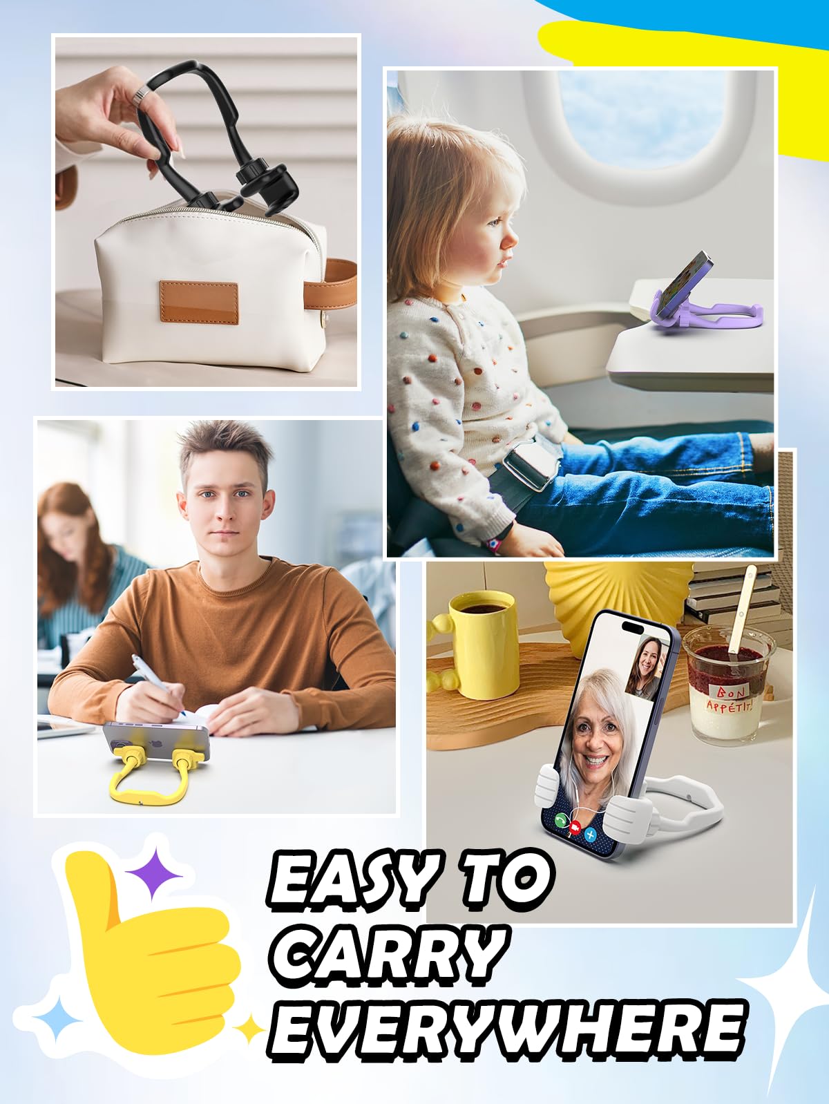 4 Pack Thumbs Up Lazy Phone Holder Stocking Stuffers for Teen Boys Girls