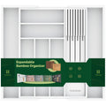 TIOPGHAD Expandable Bamboo Silverware Drawer Organizer Tray, Grayish Green