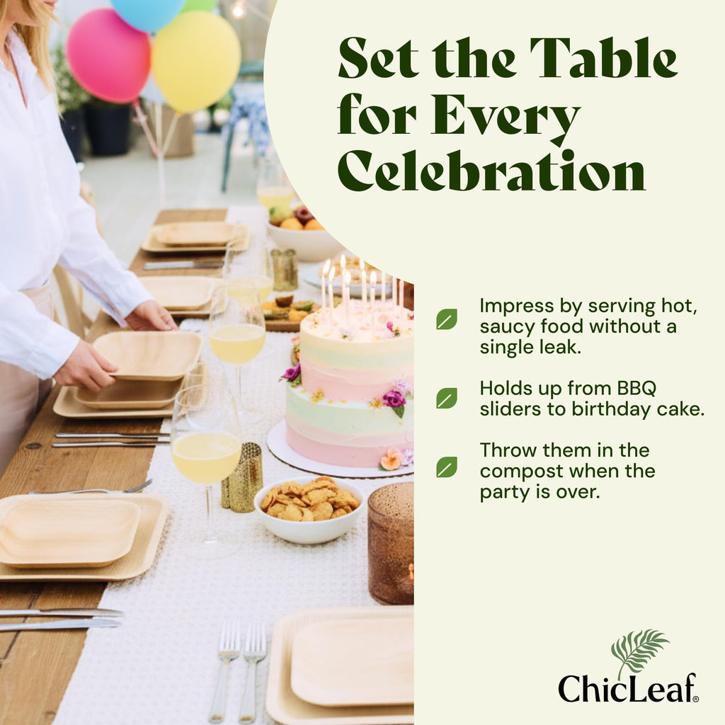 Chic Leaf Palm Leaf Plates - 4 in Square, 50 Pack, Compostable