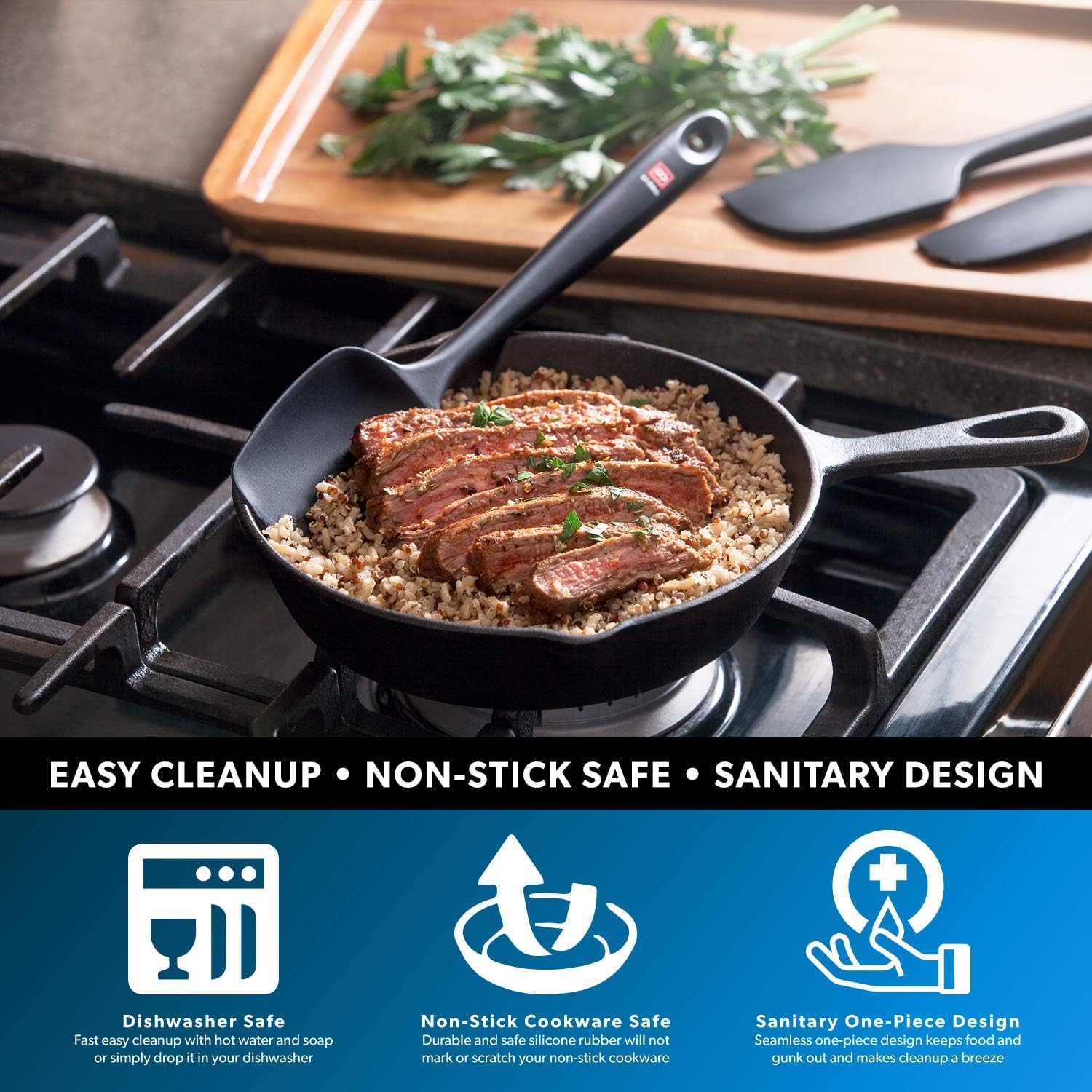 DI ORO Silicone Spoonula - Spoon Spatula, 600F Heat Resistant, Mint