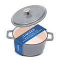 Misen 7 QT Enameled Cast Iron Dutch Oven - Chip-Resistant Enamel Coating - Thick Iron Core For Heat Retention - Large Cooking Surface - Oven Safe, Induction Compatible - Traditional Lid, Gray