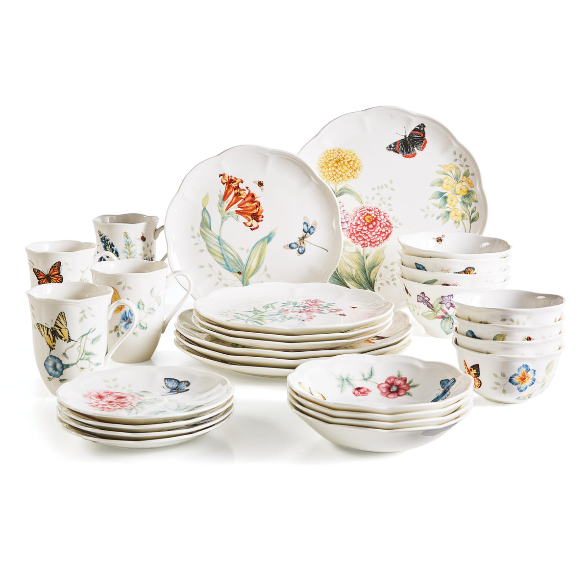 Lenox Butterfly Meadow Porcelain Mug Set for 4, 12oz