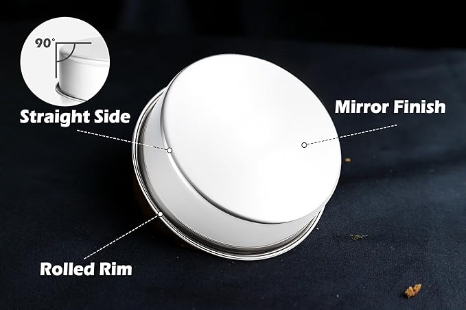 Leonyo 6 Inch Small Cake Pans Round Set of 3, Stainless Steel Smash 6Inch Round Cake Pan Tins Set for Baking, Metal Circle Layer Tin for Birthday Wedding Party, Dishwasher Oven Safe