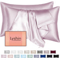 LYSHIN Silk Pillow Cases 2 Pack King Size with Zipper, Lavender
