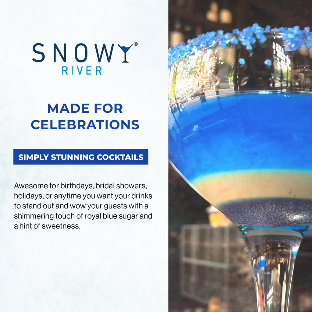 Snowy River Royal Blue, Cocktail & Margarita Sugar Rimmer - Vibrant Color Glass Rimming Sugar with Medium Crystal Texture - 16oz