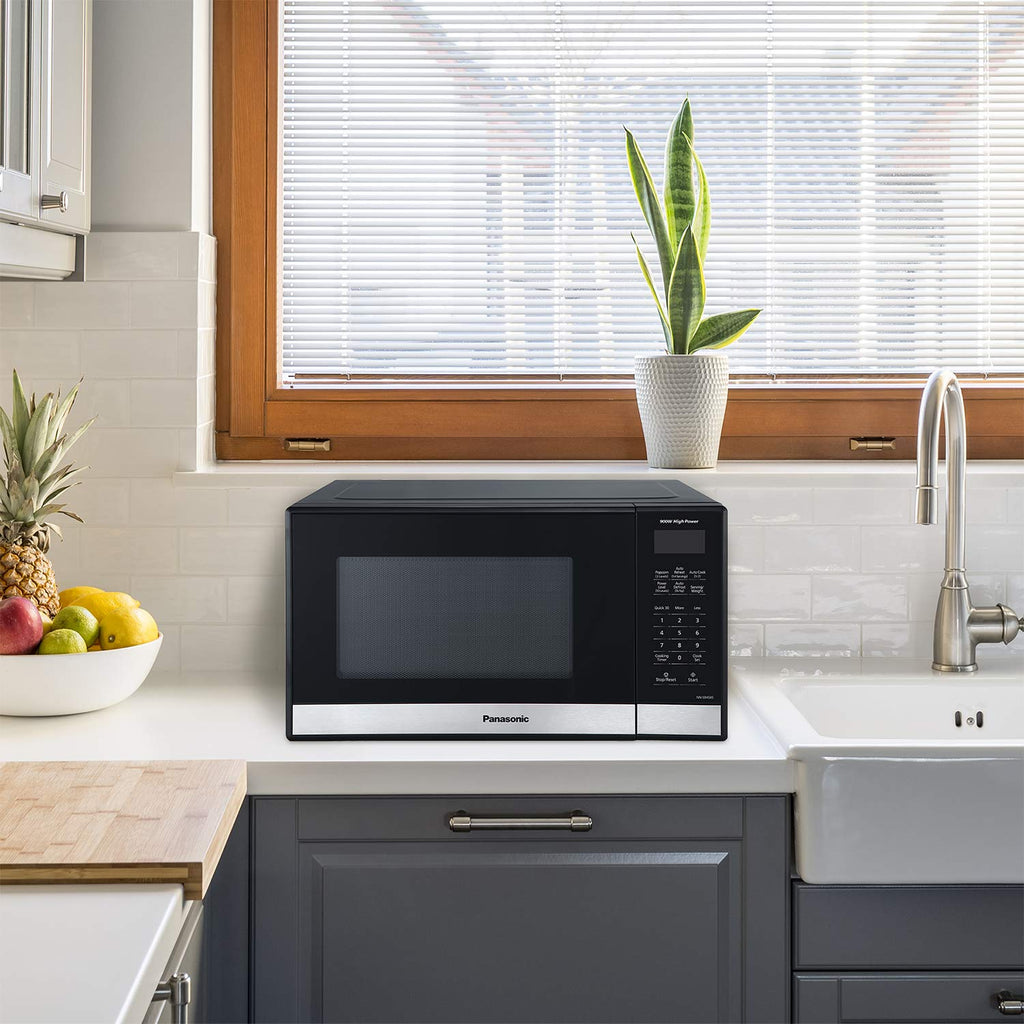 Panasonic NN-SB458S Compact Microwave Oven, 0.9 cu.ft., Stainless Steel/Silver