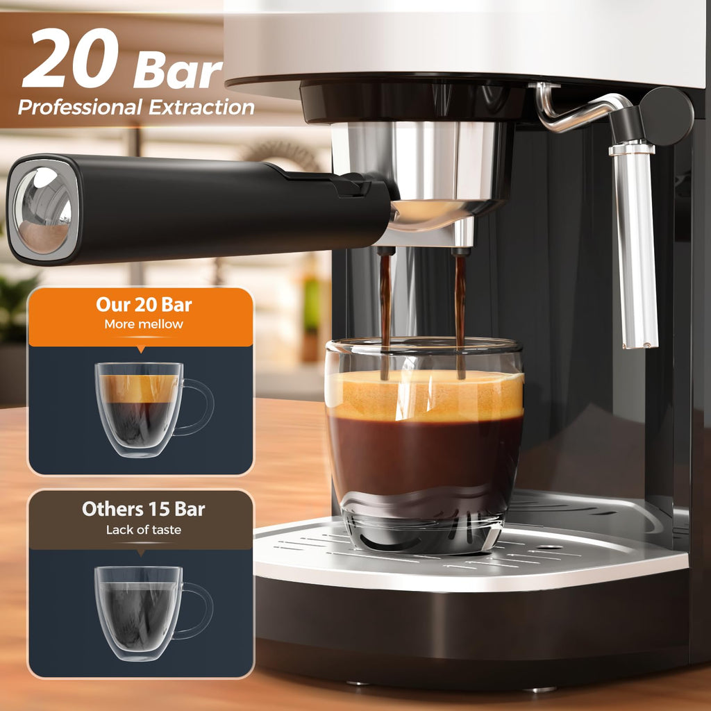 Kismile Stainless Steel 20 Bar Espresso Machine with Milk Frother