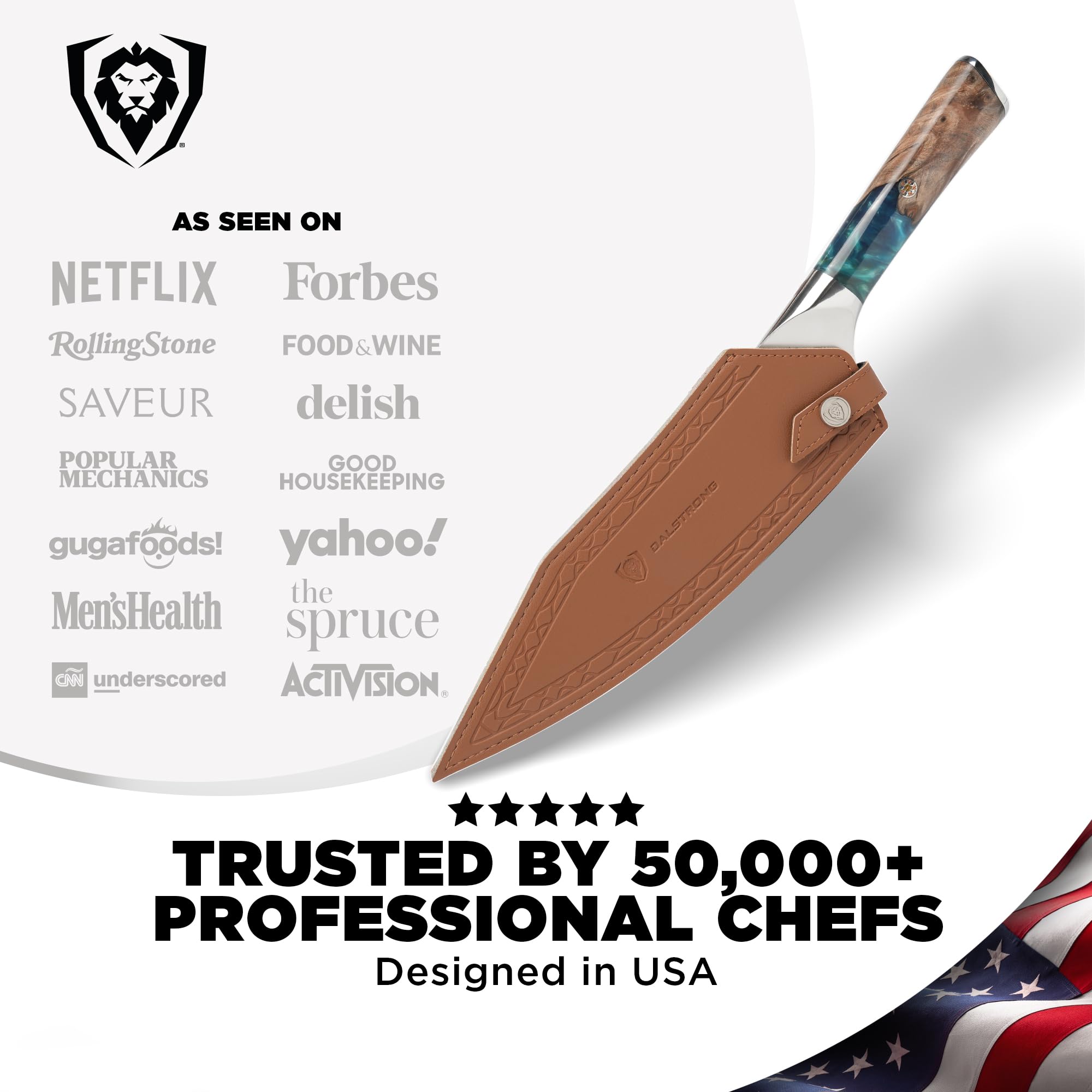 Dalstrong Chef Knife - 8 inch - Valhalla Series - Premium 9CR18MOV HC Steel - Celestial Resin & Wood Handle - Razor Sharp - Kitchen Cooking Chef's Knife - Leather Sheath