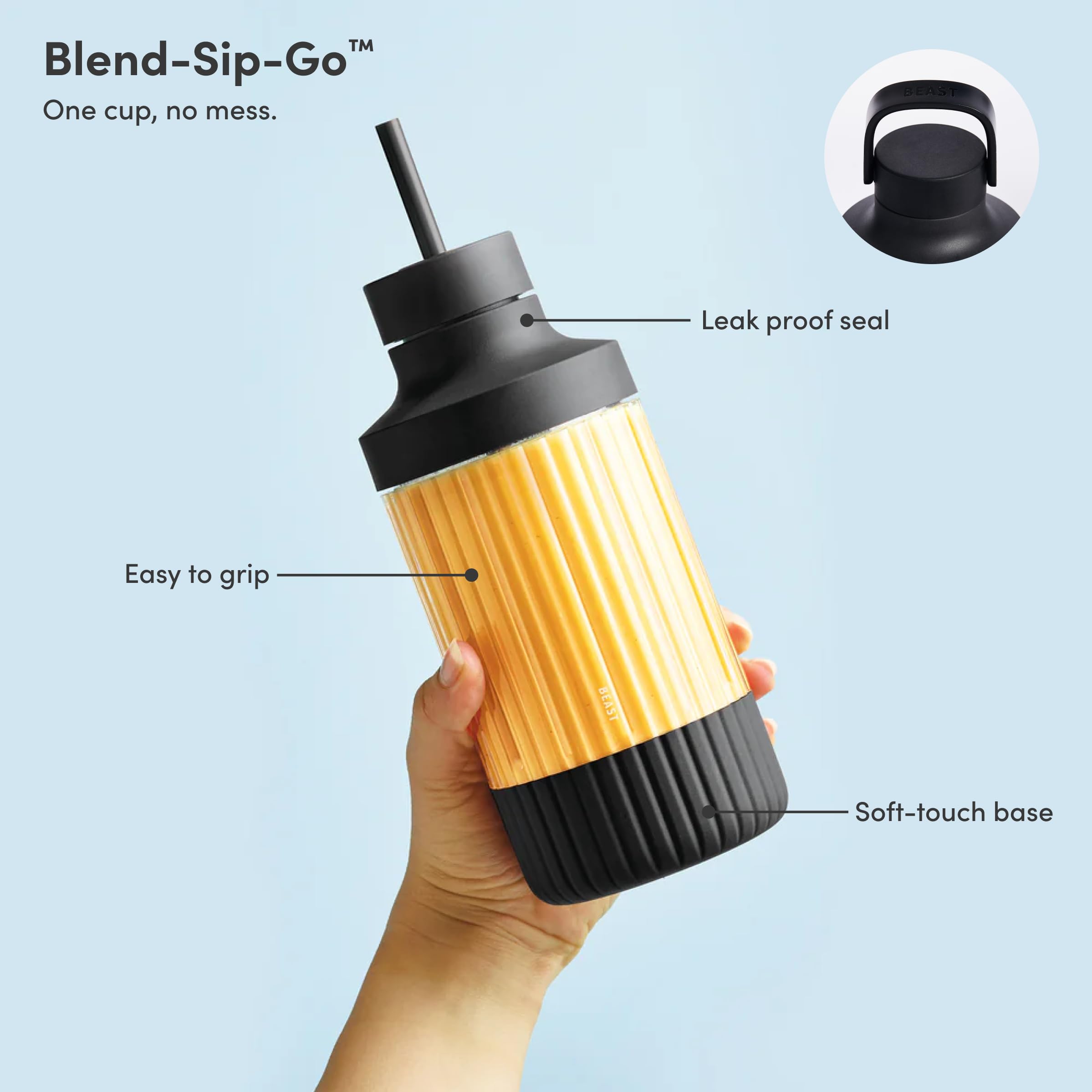 Beast Mini Blender Plus, Countertop Blender, Carbon Black, 600W