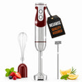 MegaWise 3-in-1 Hand Blender Set with Variable Speed Control, 400W Immersion Blender - Includes Whisk, Milk Frother, Chopper, and Beaker for Smoothies, Soups, and Baby Food (RED)