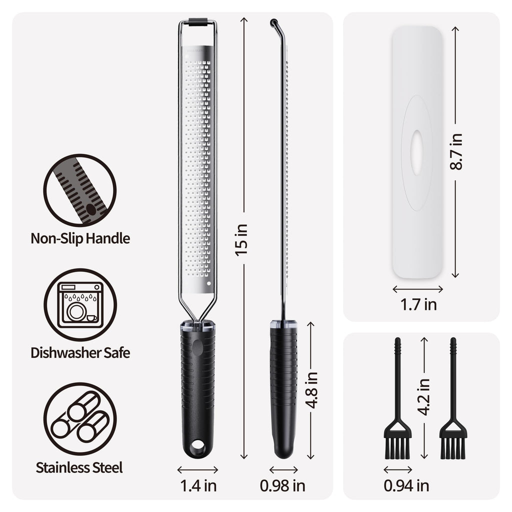Lemon Zester, Cheese Grater for Parmesan,Ginger, Garlic, Nutmeg, Chocolate,15 inch