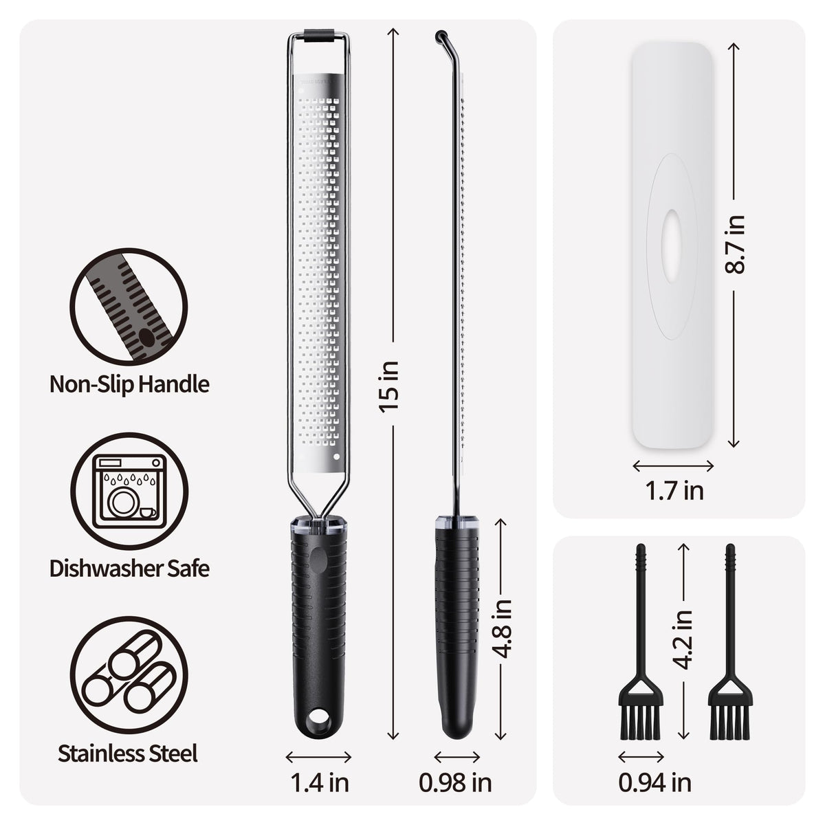 Lemon Zester, Cheese Grater for Parmesan,Ginger, Garlic, Nutmeg, Chocolate,15 inch