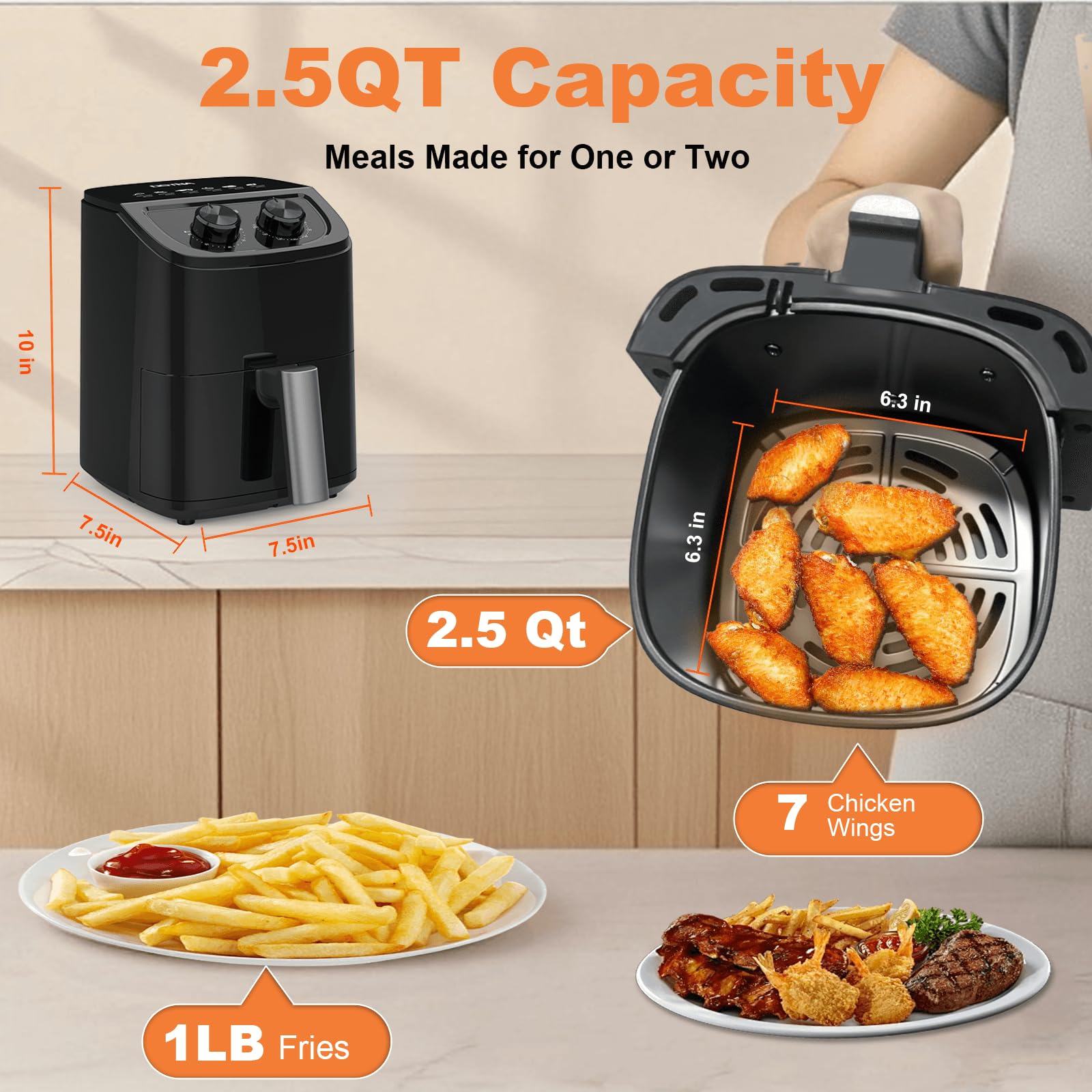 OSTBA 2.5QT Small Air Fryer for 1–2 People, Compact Mini Air Fryer