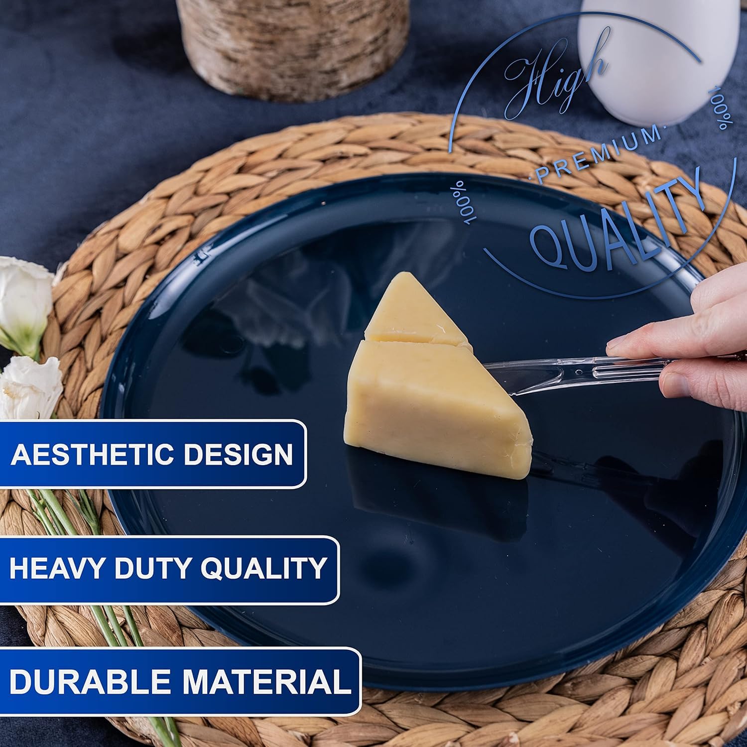 Party Bargains Disposable Cutlery Set [Sapphire] - [120 Count] Clear Heavy Duty & Solid Disposable Silverware Utensils Set, Perfect for Weddings, Buffets, Luncheons