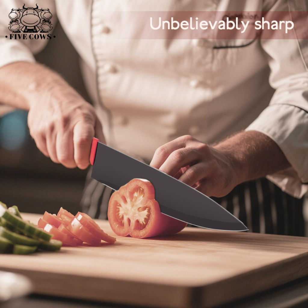 14 Pcs Kitchen Knife Block Set with Sharpener German High Carbon Stainless Steel Chef Knives, Razor-Sharp & Durable, Lightweight Anti-Slip Handle, Professional Set for Home & Kitchen (Red)