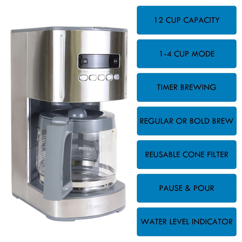 Kenmore 40706 12-Cup Programmable Aroma Control Coffee Maker in Stainless Steel