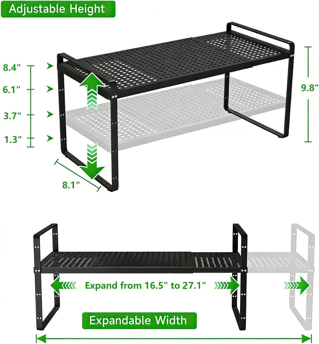 SOFRON Expandable Storage Shelf, Stackable Organizer Rack, Black Small 1 PK