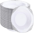 Joyido 100PCS Silver Plastic Bowls - 12 oz Silver Disposable Salad Bowls - Heavy Duty Disposable Soup Bowl - Fancy Plastic Ice Cream Bowl for Weddings Parties Dinners Picnics