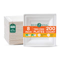 ECO SOUL 10 Inch Disposable Bagasse Paper Plates (200 Pack, Square)