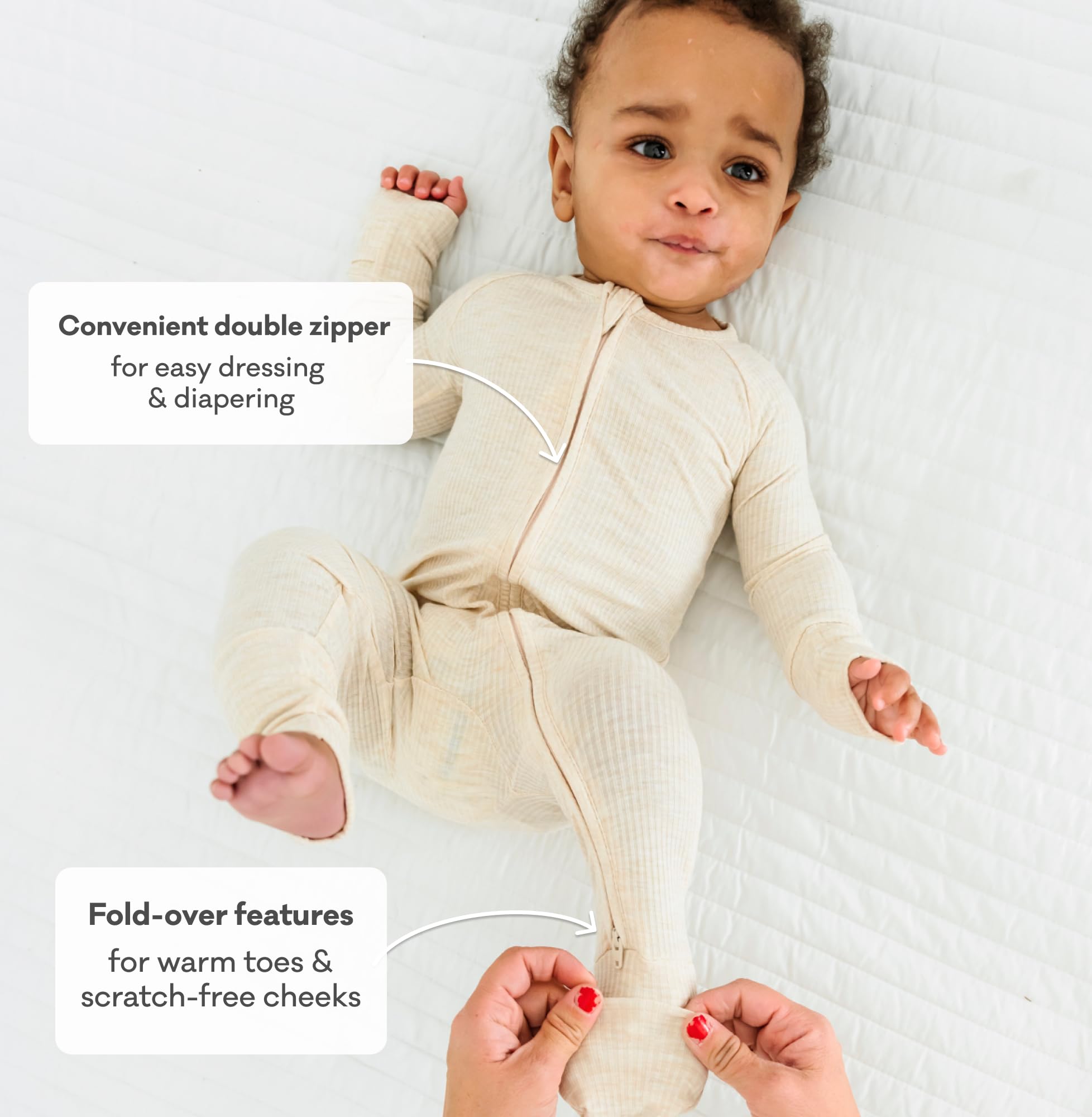 Little Sleepies Baby Pajamas, Heather Oatmeal, 3-6M
